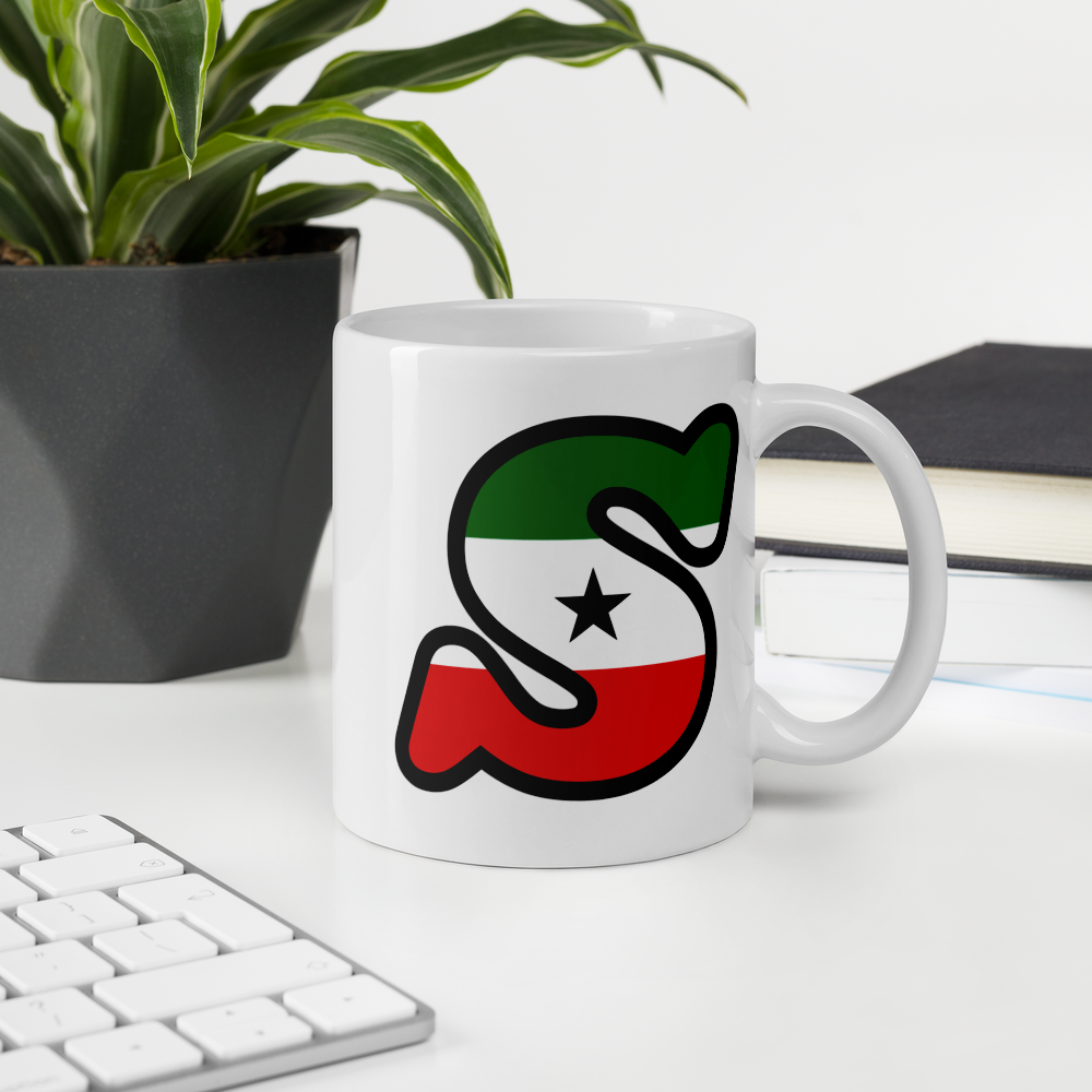 White glossy mug